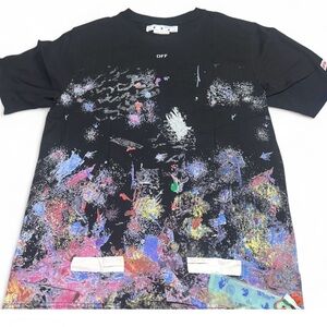 Off-White color splatter black T-shirt #streetwear #loungewear #festival XL